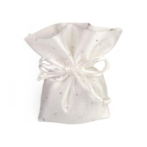 SACCHETTO BIANCO PALLA STRASS 12X12CM